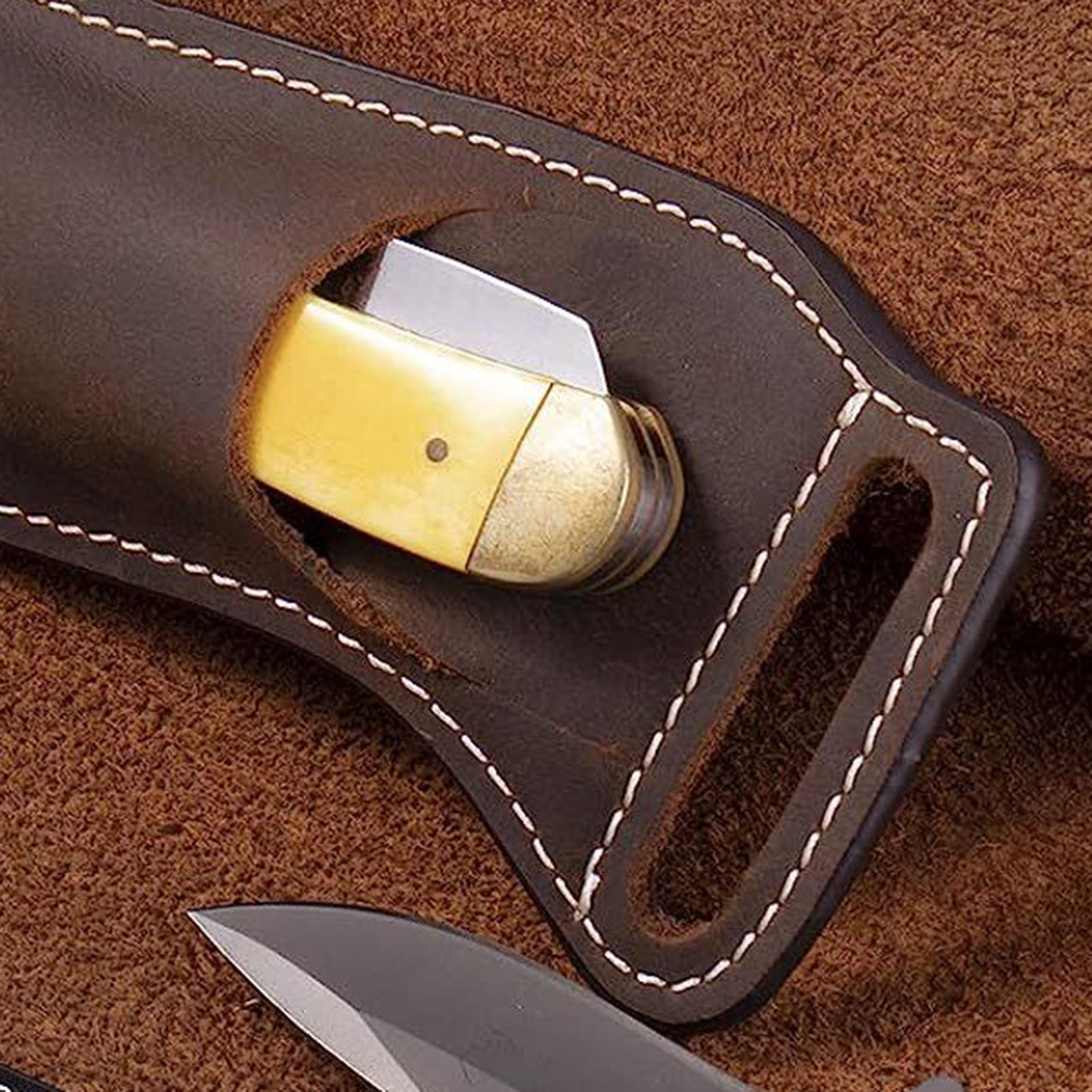 Brown Leather Knife Waist Bag  - Edc Carry Essentials 评论和价格